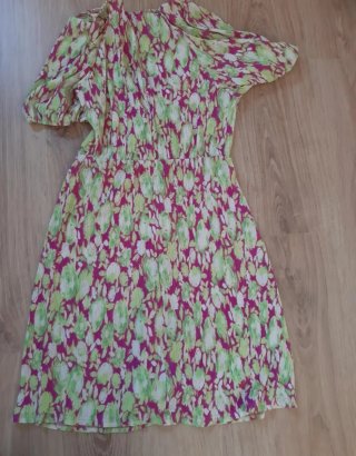 Vestido Verano Mango Verde y Rosa