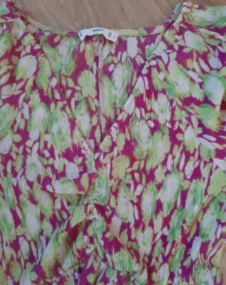 Vestido Verano Mango Verde y Rosa