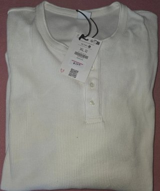 Camisa Henley Bershka XL Blanca