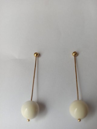 Pendientes Oro 18K Ágata Blanca