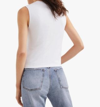 Top Desigual blanco y azul con lentejuelas