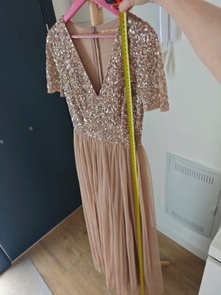 Vestido largo lentejuelas y tul