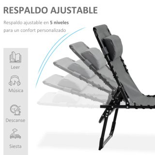 Tumbona Plegable con Respaldo Ajustable