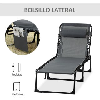 Tumbona Plegable con Respaldo Ajustable
