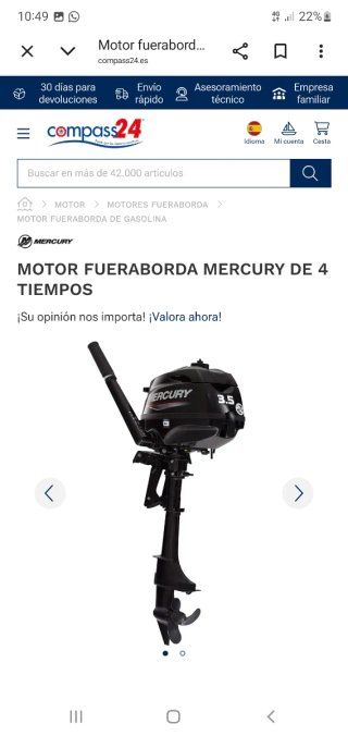 Barca hinchable Coasto 2.30+Motor Mercury 3.5cv 4T