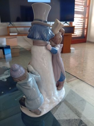 Figura Lladro Muñeco Nieve Niños Perro