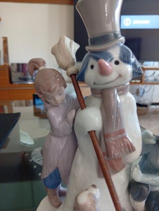 Figura Lladro Muñeco Nieve Niños Perro