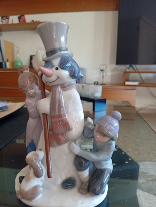 Figura Lladro Muñeco Nieve Niños Perro