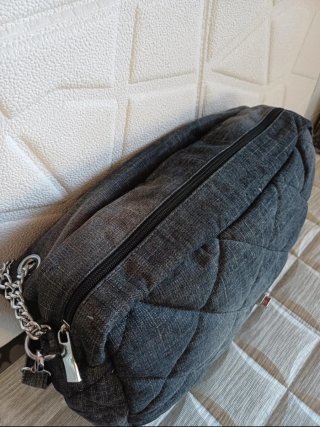 Borsa tessuto delavè grigio Made in Italy