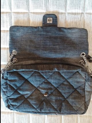 Borsa tessuto delavè grigio Made in Italy