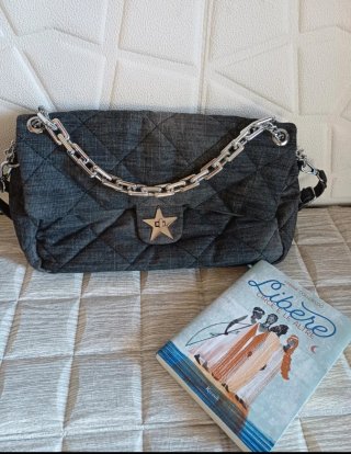 Borsa tessuto delavè grigio Made in Italy