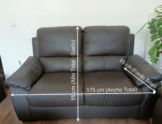 2 Sofás Piel Sintética Marrón
