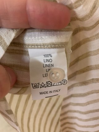 Camisa Lino Italiana Rayas Beige/Tostado