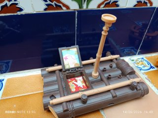 Lote pirata: cañón, barco y balsa