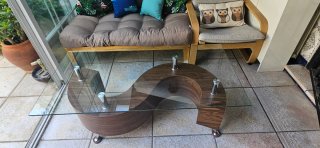 Mesa Centro Madera y Cristal Moderna