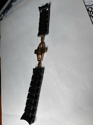 Correa Reloj Armani Cerámica Negra y Dorada