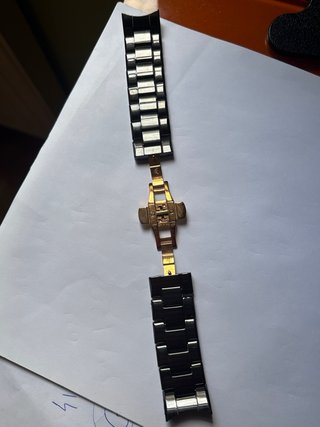 Correa Reloj Armani Cerámica Negra y Dorada
