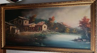 Cuadro al óleo antiguo paisaje