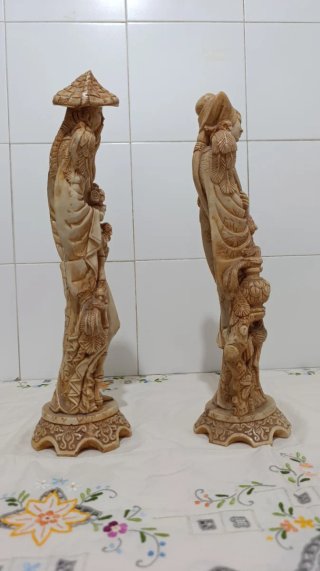 Pareja Figuras Orientales Vintage Resina