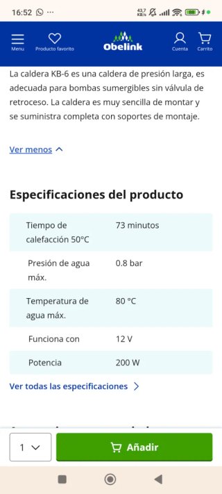 Calentador/ Caldera 12 Voltios
