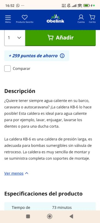 Calentador/ Caldera 12 Voltios