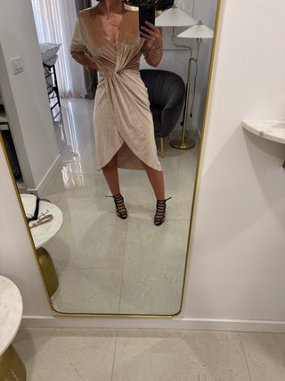 Vestido Terciopelo Beige Talla M