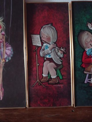Set 4 Cuadros Marionetas antiguos.