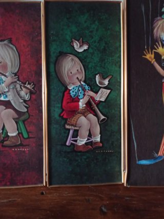 Set 4 Cuadros Marionetas antiguos.