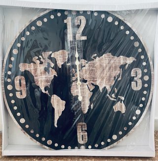 Reloj Pared Mapamundi Vintage Madera