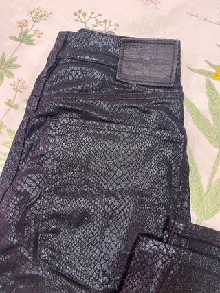 Pantalones Mujer Efecto Piel Serpiente Negros