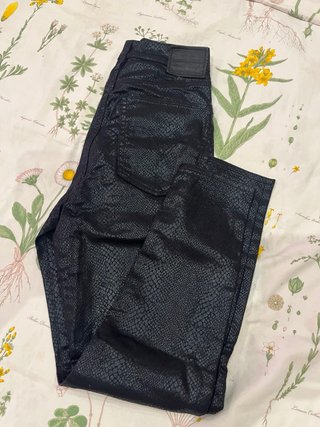 Pantalones Mujer Efecto Piel Serpiente Negros