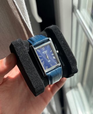 Reloj Seiko Quartz tank Azul Cuero