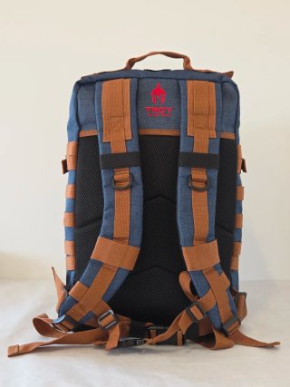 Mochila crossfit estilo vaquero azul y marrón