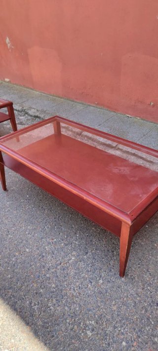 Mesa de centro salón madera y cristal