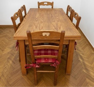 Mesa + 6 sillas de madera maciza