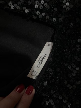Vestido corto lentejuelas negro Mango talla M