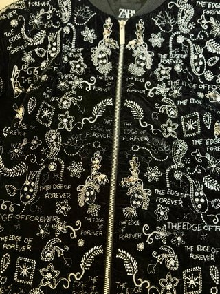 Chaqueta Bomber Terciopelo Bordada Pedrería