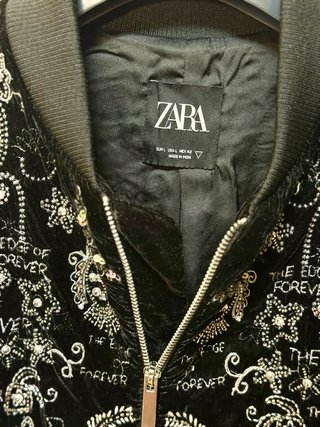 Chaqueta Bomber Terciopelo Bordada Pedrería