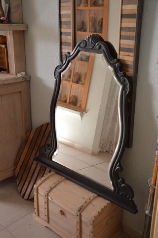 Espejo antiguo negro biselado