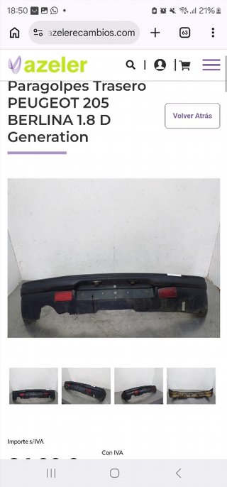 Paragolpes trasero Peugeot 205 Berlina