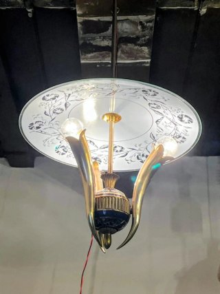 Lampada sospensione Art Decò anni'40 stile Chiesa