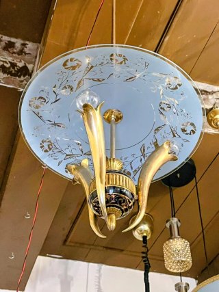 Lampada sospensione Art Decò anni'40 stile Chiesa