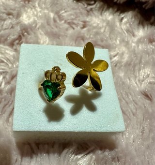 Conjunto Pulsera y Anillo Verde Dorado