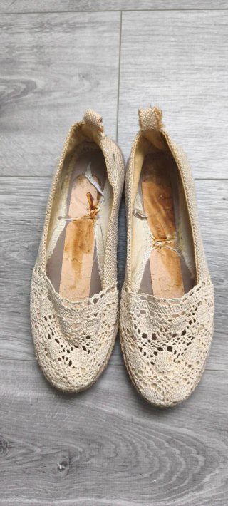 Alpargatas crochet beige cuerda