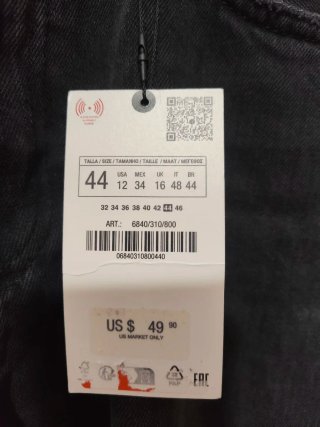 Pantalón Vaquero Negro Zara Talla 44