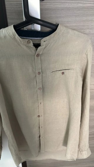 Camicia Lino Beige Uomo
