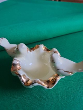 Soprammobile ceramica uccellini oro