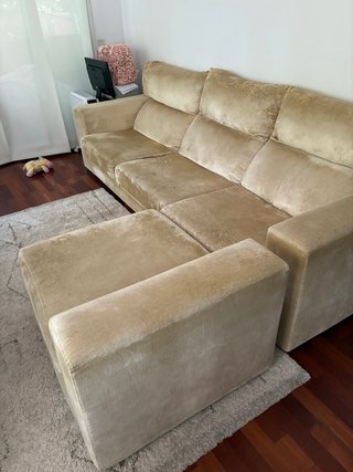 Sofá chaise longue beige