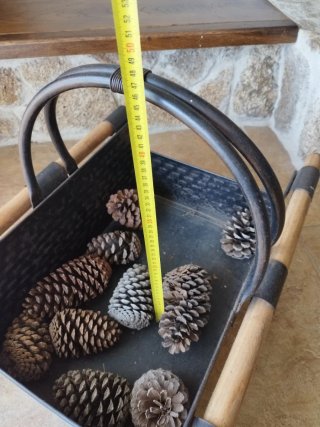 Cesta leña chimenea metal y madera