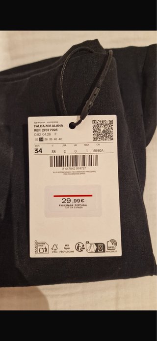 Falda Pantalón Lino Mango T.34